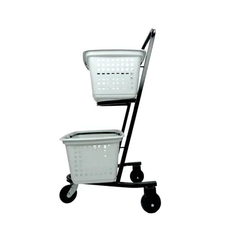 Kit 3 carrinhos de compras compacto duplo 50 litros branco