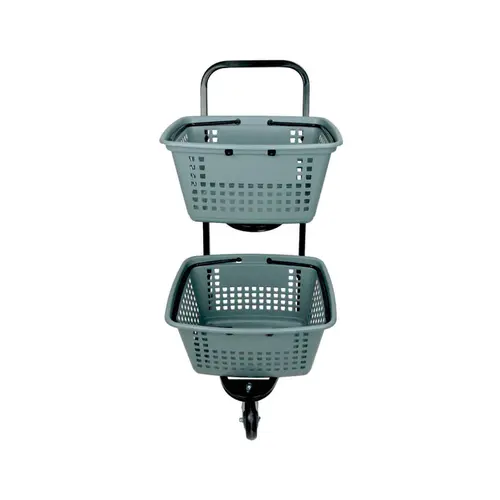 Kit 3 carrinhos de compras compacto duplo 50 litros cinza