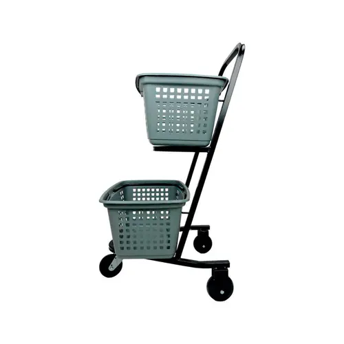 Kit 3 carrinhos de compras compacto duplo 50 litros cinza