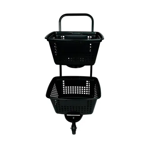 Kit 3 carrinhos de compras compacto duplo 50 litros preto