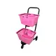 Kit 3 carrinhos de compras compacto duplo 50 litros rosa