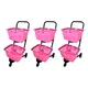 Kit 3 carrinhos de compras compacto duplo 50 litros rosa