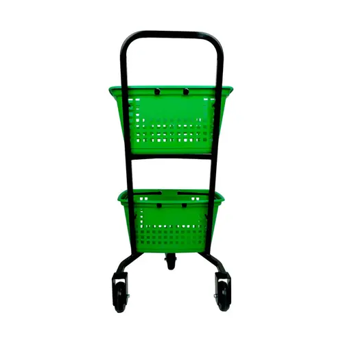 Kit 3 carrinhos de compras compacto duplo 50 litros verde