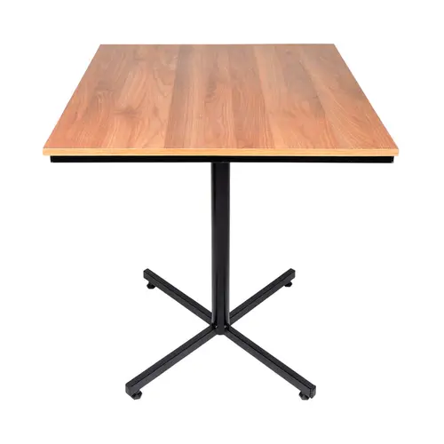 Mesa design industrial tampo de madeira noce 70x70 p/ restaurante