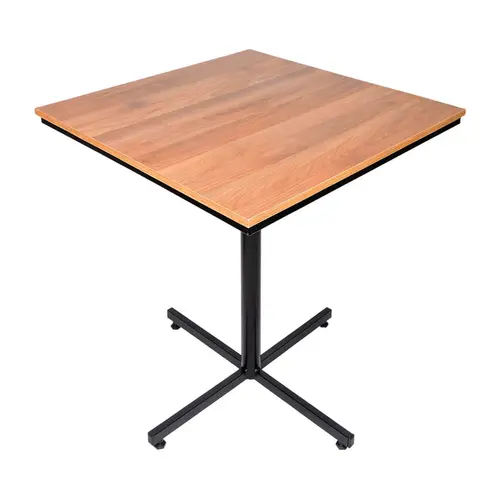 Mesa design industrial tampo de madeira noce 70x70 p/ restaurante