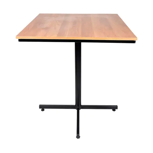 Mesa design industrial tampo de madeira noce 70x70 p/ restaurante