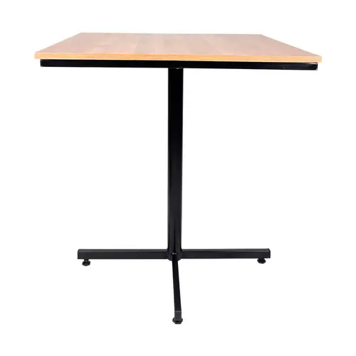 Mesa design industrial tampo de madeira noce 70x70 p/ restaurante