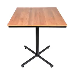 Mesa design industrial tampo de madeira noce 70x70 p/ restaurante