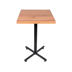 Mesa design industrial tampo de madeira noce 50x50 p/ restaurante