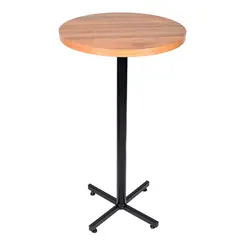 Mesa bistrô design industrial tampo de madeira noce 50cm de diâmetro p/ restaurante