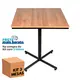 Kit 3 mesas design industrial tampo de madeira noce 70x70 p/ restaurante