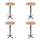 Kit 4 mesas bistrô design industrial tampo de madeira noce 50cm de diâmetro p/ restaurante
