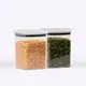 Kit 2 potes hermético transparente quadrado 1l para granel cereais alimentos