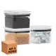 Kit 3 potes hermético transparente quadrado 500ml para granel cereais alimentos