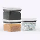 Kit 3 potes hermético transparente quadrado 500ml para granel cereais alimentos