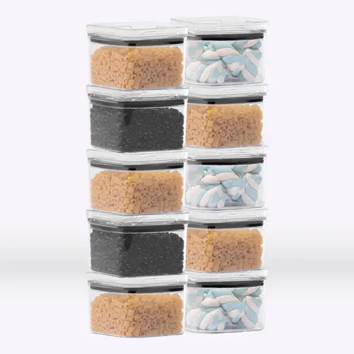 Kit 10 potes hermético transparente quadrado 500ml para granel cereais alimentos