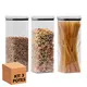 Kit 3 potes hermético transparente quadrado 2,2l para granel cereais alimentos