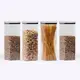 Kit 4 potes hermético transparente quadrado 2,2l para granel cereais alimentos