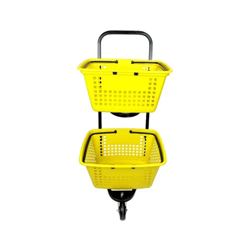 Carrinho de compras compacto duplo 50 litros amarelo