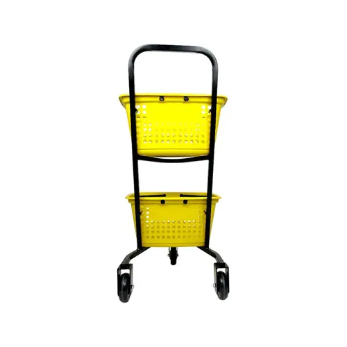 Carrinho de compras compacto duplo 50 litros amarelo