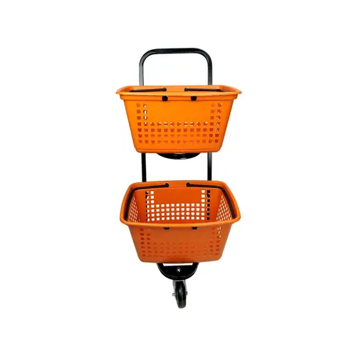 Carrinho de compras compacto duplo 50 litros laranja