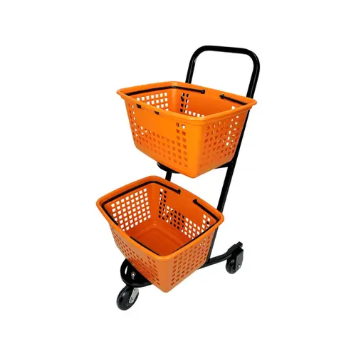 Carrinho de compras compacto duplo 50 litros laranja