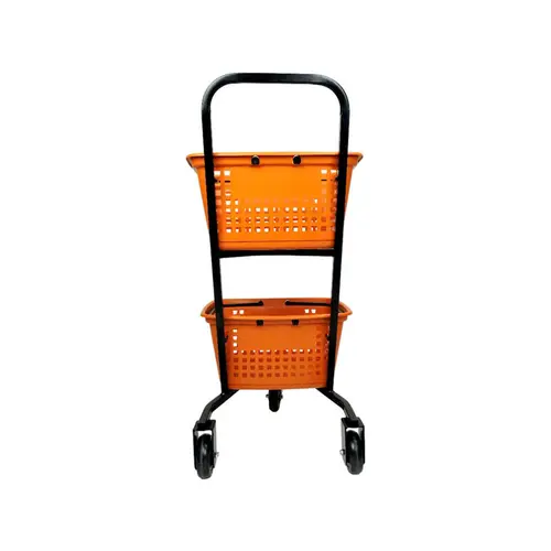 Carrinho de compras compacto duplo 50 litros laranja