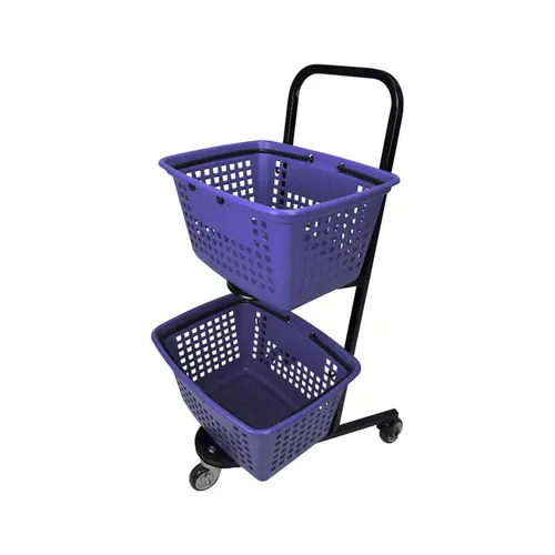 Carrinho de compras compacto duplo 50 litros lilás