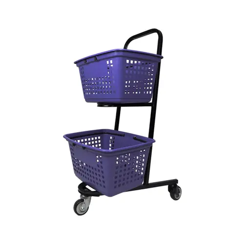 Carrinho de compras compacto duplo 50 litros lilás
