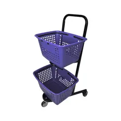 Carrinho de compras compacto duplo 50 litros lilás