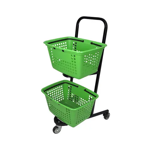 Kit 3 carrinhos de compras compacto duplo 50 litros verde cítrico