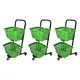 Kit 3 carrinhos de compras compacto duplo 50 litros verde cítrico