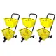 Kit 3 carrinhos de compras compacto duplo 50 litros amarelo