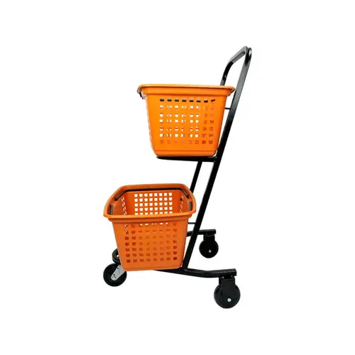 Kit 3 carrinhos de compras compacto duplo 50 litros laranja