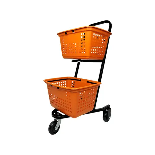 Kit 3 carrinhos de compras compacto duplo 50 litros laranja