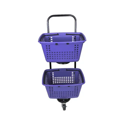 Kit 3 carrinhos de compras compacto duplo 50 litros lilás