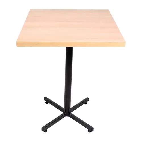 Mesa design industrial tampo de madeira carvalho 60x60 p/ restaurante