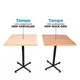 Mesa design industrial tampo de madeira carvalho 60x60 p/ restaurante