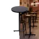 Mesa bistrô design industrial tampo de madeira preta 50cm de diâmetro p/ restaurante