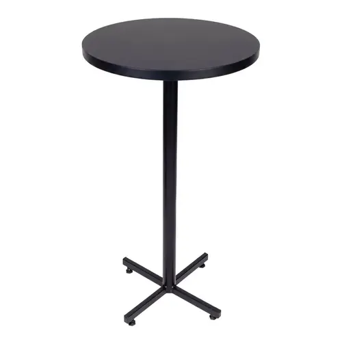 Kit 4 mesas bistrô design industrial tampo de madeira preta 50cm de diâmetro p/ restaurante