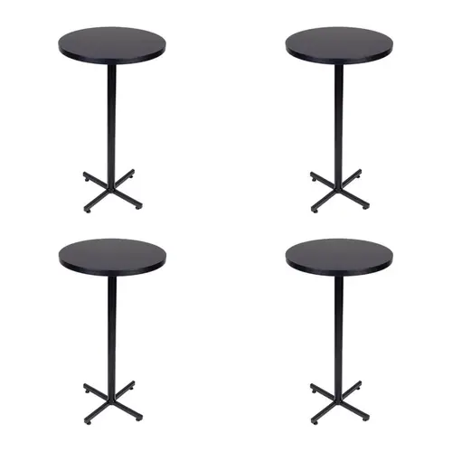 Kit 4 mesas bistrô design industrial tampo de madeira preta 50cm de diâmetro p/ restaurante
