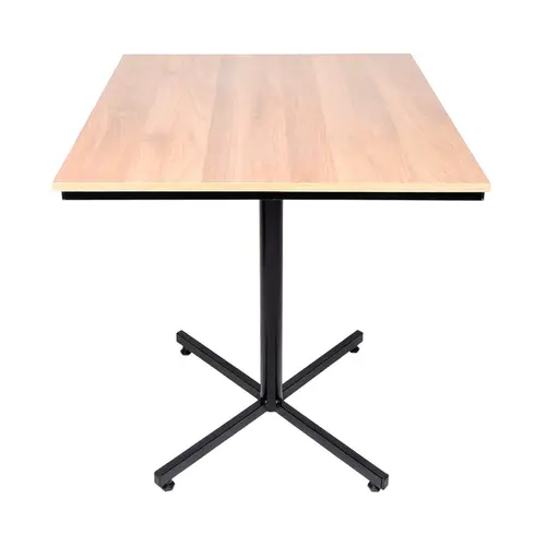 Mesa design industrial tampo de madeira carvalho 70x70 p/ restaurante