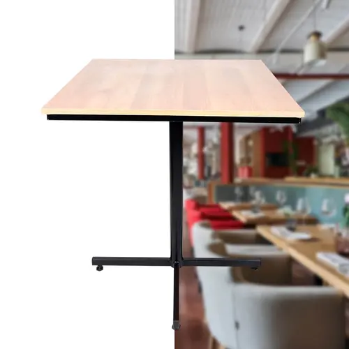 Mesa design industrial tampo de madeira carvalho 70x70 p/ restaurante