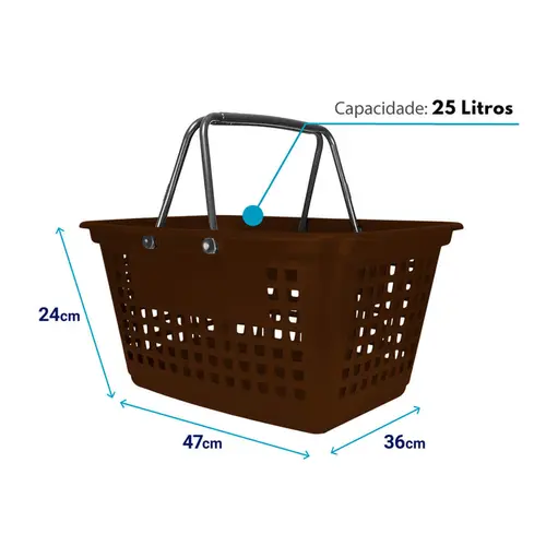 Cesta de compras grande 25l marrom