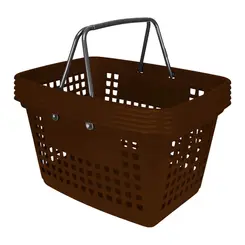 Kit 5 cestas de compras grande 25l marrom