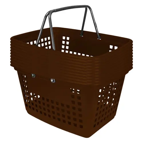 Kit 10 cestas de compras grande 25l marrom
