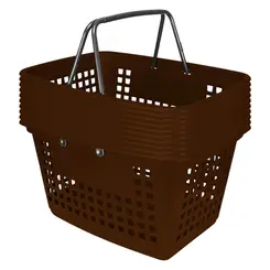 Kit 10 cestas de compras grande 25l marrom