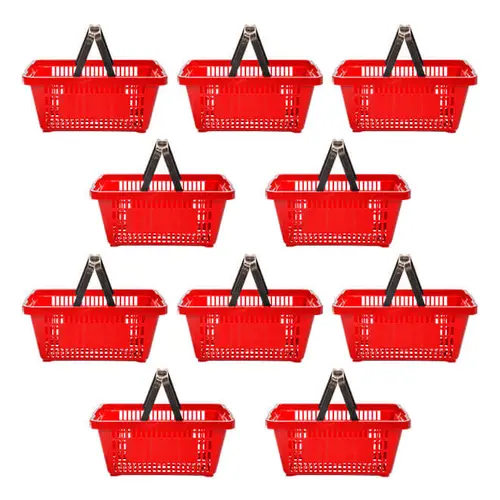 Kit 10 cestas de compras plástica 16l vermelha