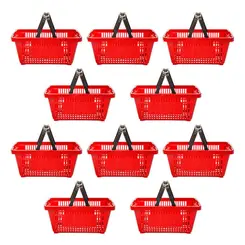 Kit 10 cestas de compras plástica 16l vermelha